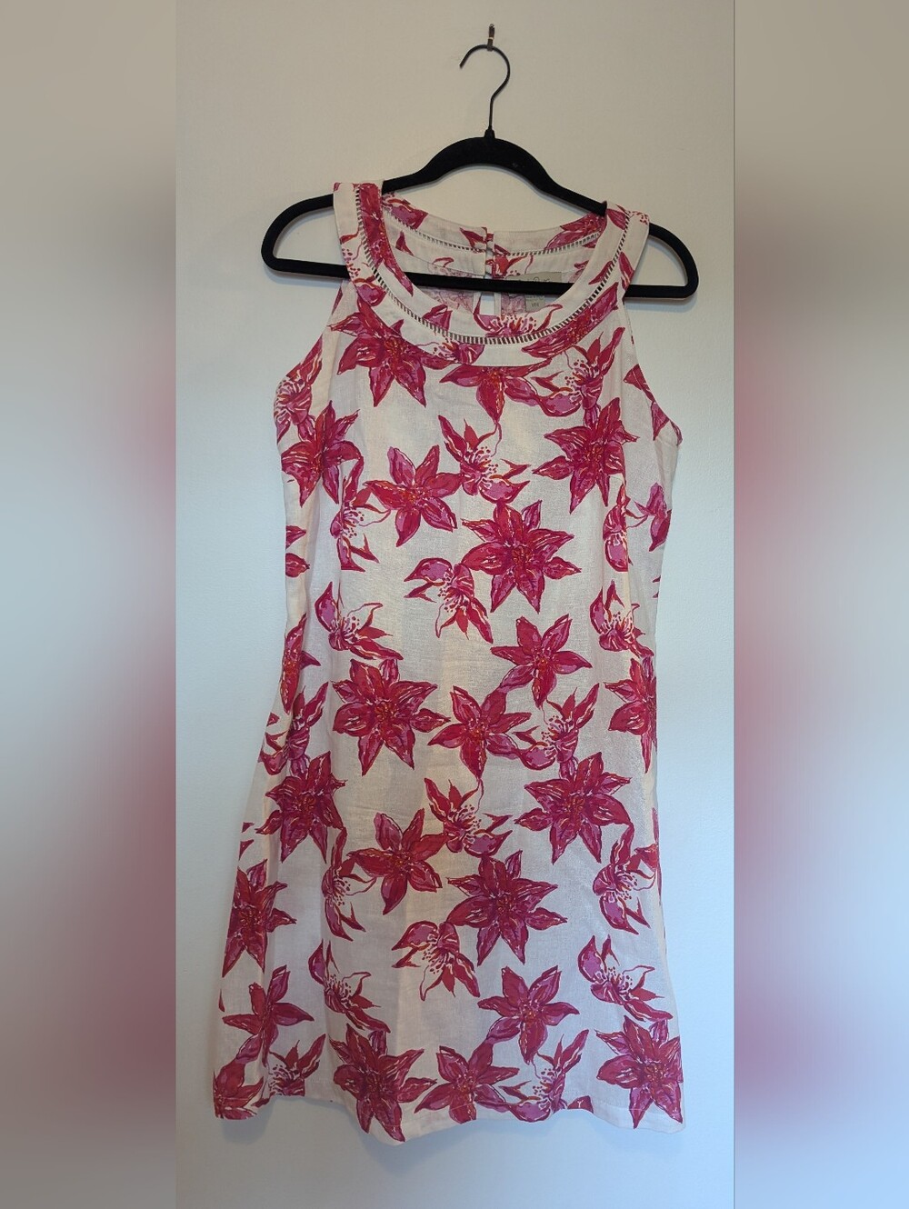 Charlie Paige Linen Blend Tropical Knee-Length Wedding Guest Cocktail Dress sz M